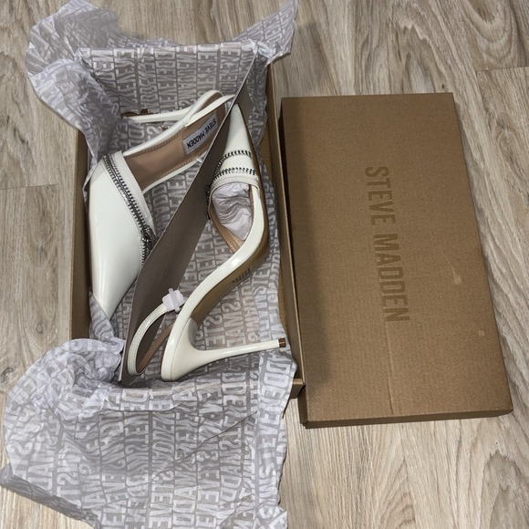 Steve Madden Dipper Ice Leather Slingback Heels Pointed Toe NWB 8 - Picture 8 of 8